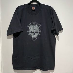 Vintage Harley-Davidson 2004 Lake Erie Avon OH Skull Black Vintage Tee XL